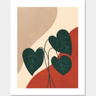 Botanical Anthurium Plant, Mid century, Modern Art, Gallery Wall, Neutral Beige Print Posters and Art